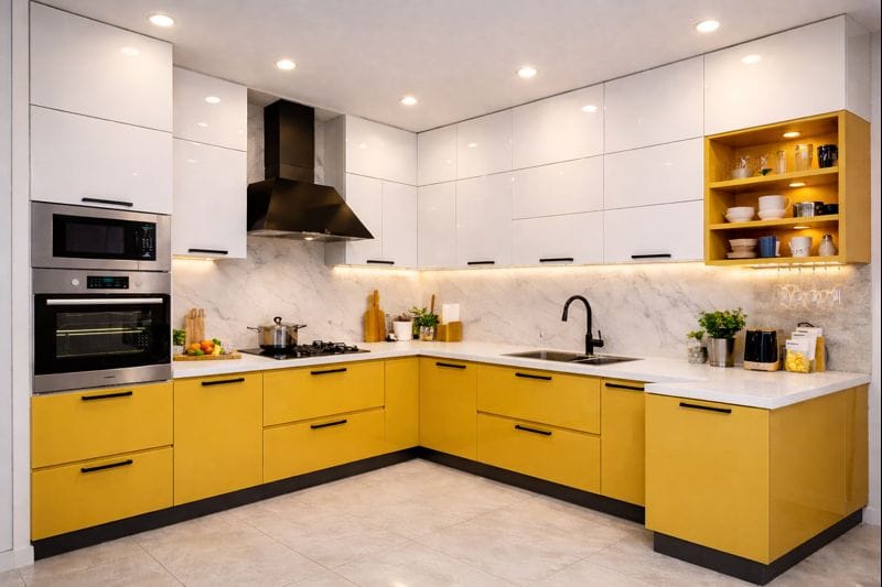 U shape modular kitchen layout in Gachibowli