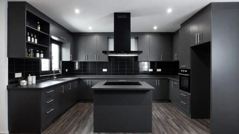 Island modular kitchen design with central workspace and premium finish