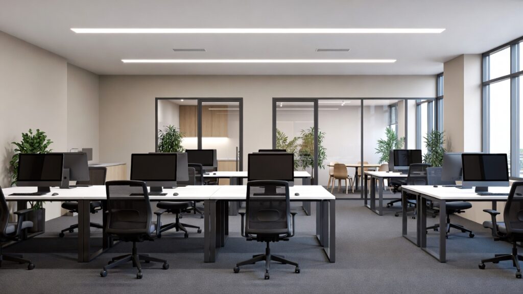 Corporate office seating and workstation layout